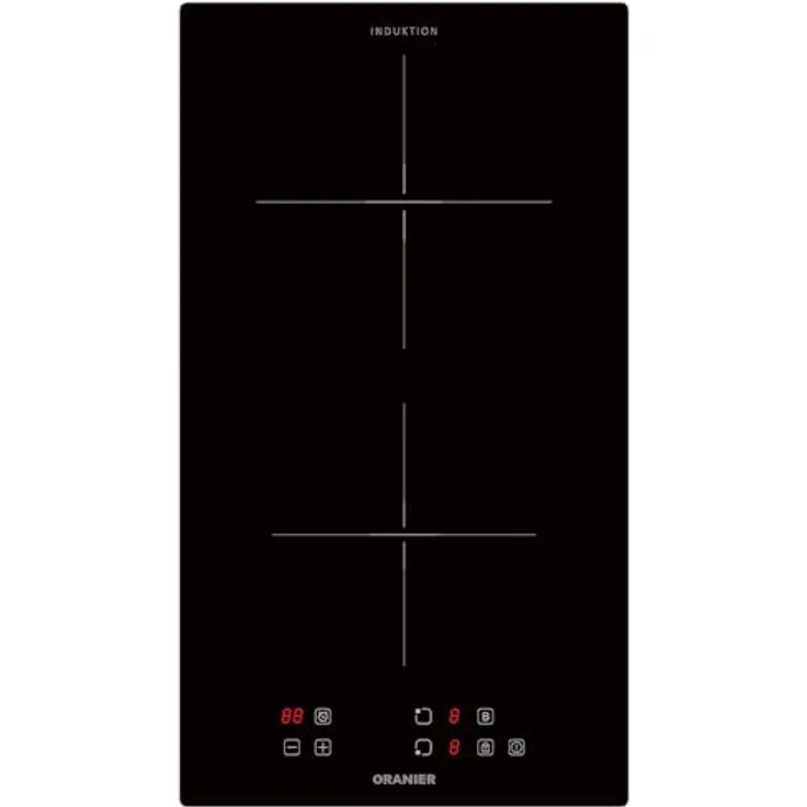 Oranier KFI331, Induktionskochfeld 30 cm, 2 Zonen Domino Glaskeramik mit Touch Control, 9 Leistungsstufen, 2-fach Booster, Topferkennung & Timer – Bild 1