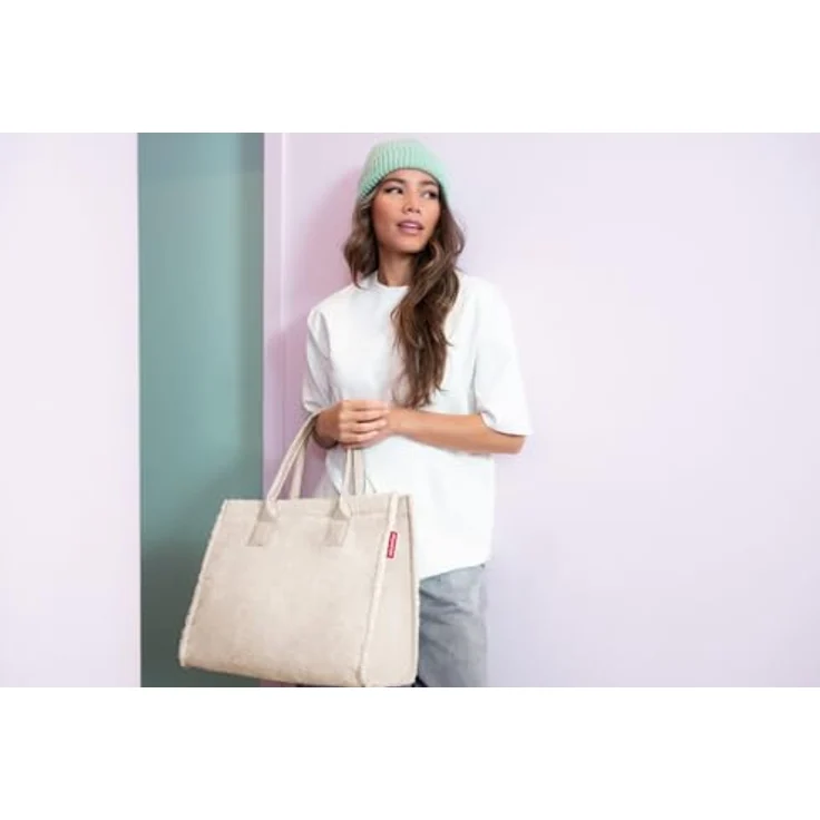 reisenthel Daily Shopper teddy sand, Einkaufstasche mit großem Hauptfach, Druckknopfverschluss und Reißverschlusstasche, Beige – Bild 7