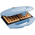 Bestron Brüsseler Waffeleisen im Retro Design, Waffelmaker für 2 belgische Waffeln, mit Antihaftbeschichtung & Backampel, 700 W, Farbe: Blau