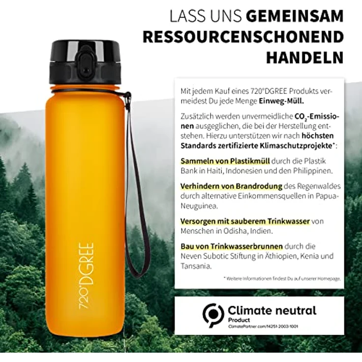 Trinkflasche Wasserflasche Fruchteinsatz 1L - BPA-Frei uberBottle 720 DGREE honey yellow – Bild 5