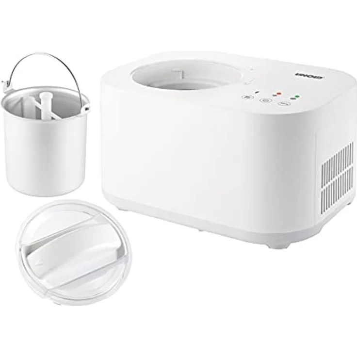 Unold 48820 Eismaschine Snow, 100W, mit selbstkühlendem Kompressor, Sahneeiscreme in nur ca. 30 Minuten mit vorgekühlten Zutaten, eignet sich auch für vegane, laktosefreie und steviahaltige Eiskreationen, für ca. 1 L Eis, Kunststoff, weiß – Bild 6