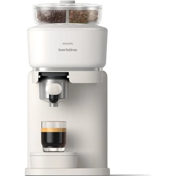 PHILIPS baristina Espressomaschine Bean swap BAR320/00, Mahlwerk für ganze Bohnen, doppelter Bohnenbehälter, 16 bar Pumpendruck, naturweiß – Bild 2
