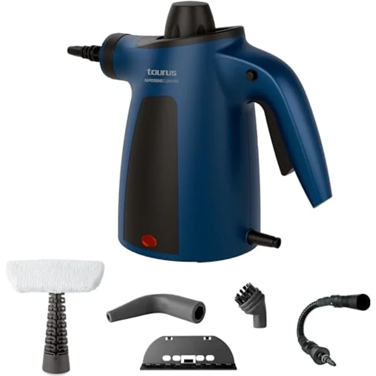 Taurus Rapidissimo Clean Pro, Dampfreiniger mit 1050 W, 160ºC, 3 bar Dampfdruck, 350 ml Tank, 3m Kabel, 7 Zubehörteile, Blau