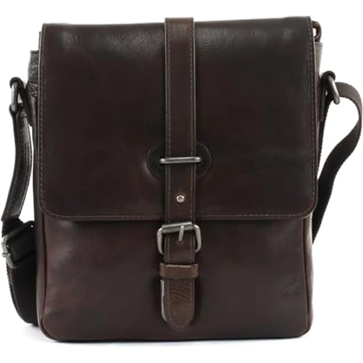 Leonhard Heyden Roma Umhängetasche Leder, 22 cm, braun, mit Handy- und Tabletfach, verstellbarem Umhängeriemen – Bild 1