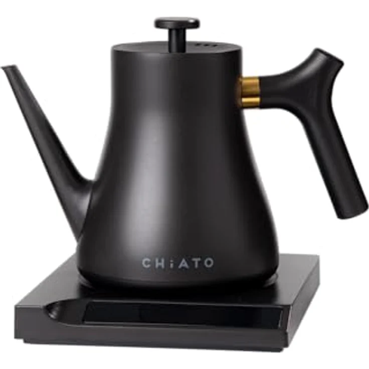 CHiATO flowPLAY Classic, Elektrischer Wasserkocher mit 0.6 l Fassungsvermögen, Temperaturregelung bis 100 °C, Schwarz – Bild 1