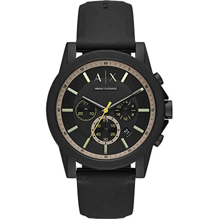 Armani Exchange Herren Armbanduhr, Quarz-Chronograph mit 44mm Gehäuse, Silikonarmband, wasserdicht 3 ATM – Bild 1