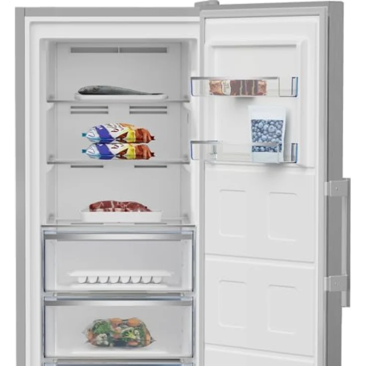 Beko B7RFNE315XP Gefrierschrank, 286 l Nettovolumen, No Frost, Schnellgefrierfunktion, Multifunktionsdisplay, 5 Gefrierschubladen + 3 Fächer, Edelstahl-Look – Bild 4