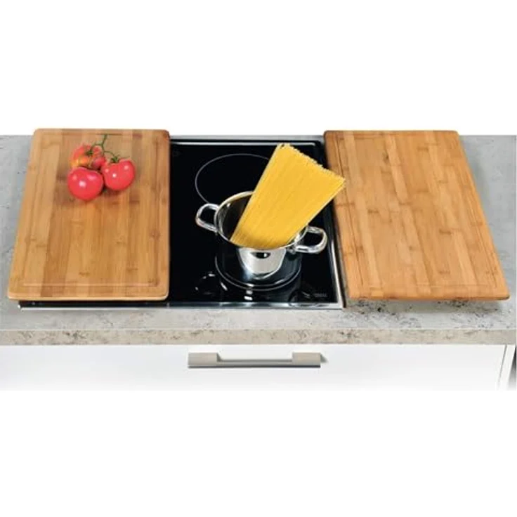 Kesper 2 Stück Schneide- und Abdeckplatte aus 100% FSC Bambusholz 50 x 28 x 4 cm - Ceranfeldabdeckung – Bild 3