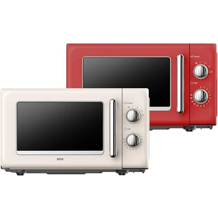 Silva MW-R 25.3, Retro Mikrowelle mit 700 W und 20 L Garraum, rot, mit 6 Leistungsstufen und 30-Minuten-Timer – Bild 5