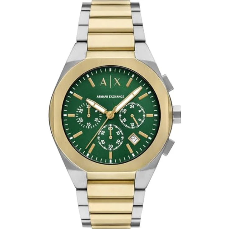 Armani Exchange Herren Analog Quarz Uhr mit Edelstahl Armband AX4184, 42-mm Gehäuse, grünes Zifferblatt, wasserdicht bis 50m – Bild 1