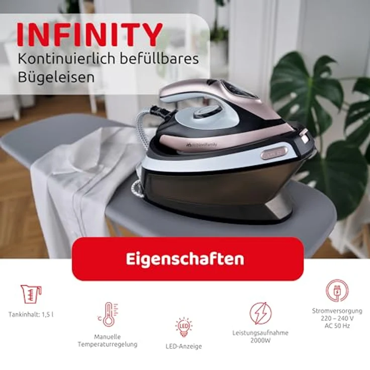 Melchioni Family Ferro INFINITY – Leistungsstarkes Bügeleisen mit 1,5L Wassertank und 2000W Leistung – Bild 4