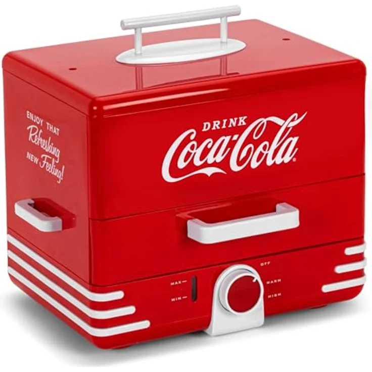Salco Coca-Cola Hot Dog Maker - Dampfgarer und Brötchenwärmer im Diner-Stil, 24 Hot Dog Würstchen und 12 Brötchen Kapazität, Würstchen, Gemüse, Fisch, Knödel – Bild 2