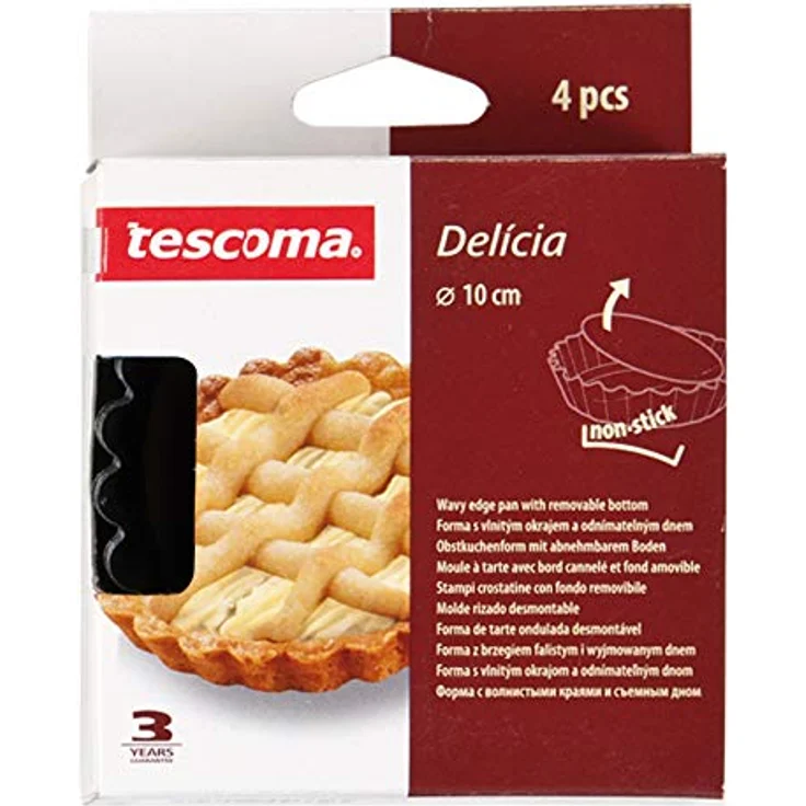 Tescoma DELÍCIA Obstkuchenform, Ø 10 cm, 4 Stück, mit abnehmbarem Boden und Antihaftbeschichtung, Silber – Bild 5