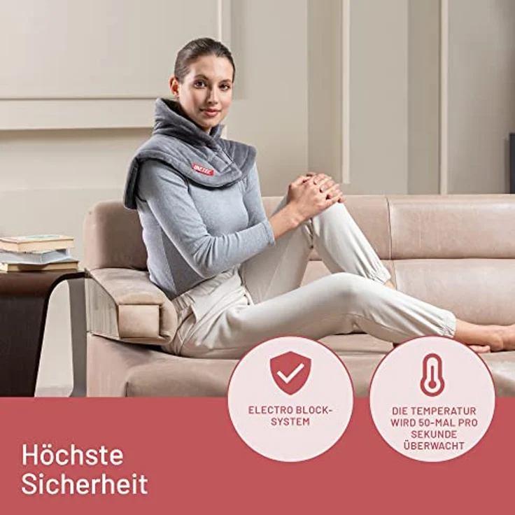 Imetec Intellisense Cervical-Heizkissen für Hals und Schultern, Wärmekissen 47 x 52 cm, antiallergischer Stoff, 5 Temperaturen, Electro-Block-Sicherheitssystem, schnelles Erhitzen, maschinenwaschbar – Bild 3