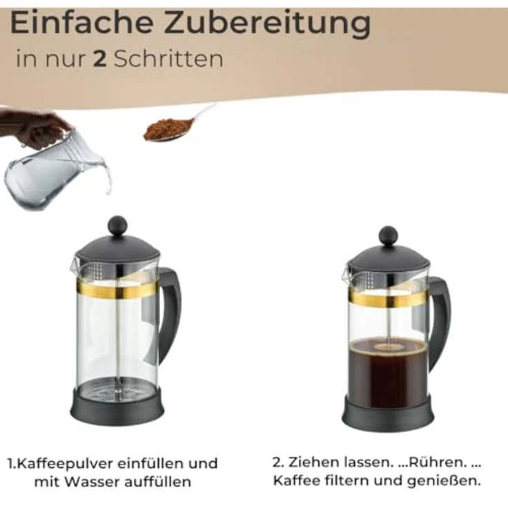 Cilio Kaffeebereiter Mariella Oro 8 Tassen, aus Borosilikatglas, hitzebeständig, auch für Tee geeignet – Bild 4