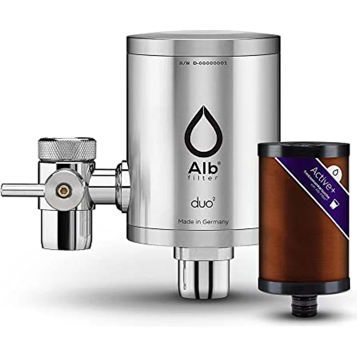 Blaufaktor Alb Filter Duo Active Plus+, Trinkwasserfilter für Wasserhahn mit umschaltbarem Filtermodus, Edelstahl Natur – Bild 1