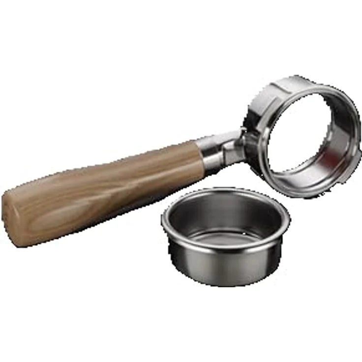 Gaggia Handfilter Holzsiebträger bodenlos Edelstahl und Eschenholz, professioneller 59 mm Siebträger für Gaggia Classic – Bild 4