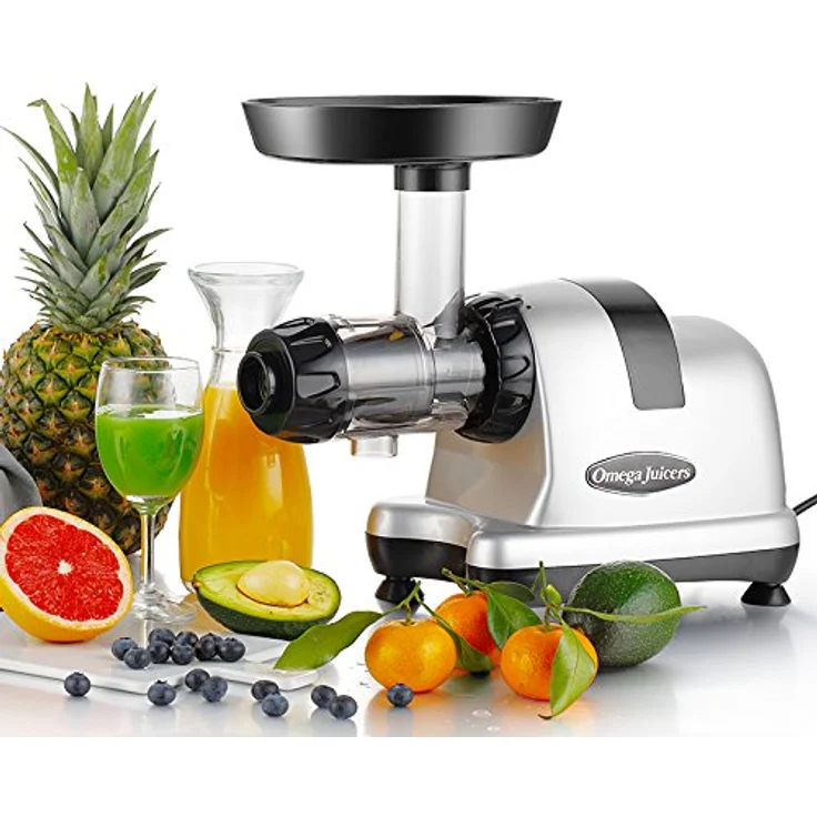 Omega Juicer 8227 Slow Juicer, Entsafter, 150 Watt, 70 U/min, Edelstahl, Kunststoff, silber, schwarz – Bild 5
