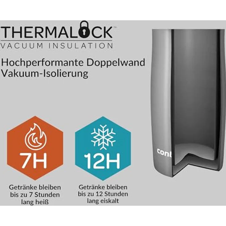 Contigo Thermobecher Huron Snapseal, Edelstahl Isolierbecher, Kaffebecher to go, auslaufsicher, spülmaschinenfester Deckel BPA-frei, 470 ml – Bild 5