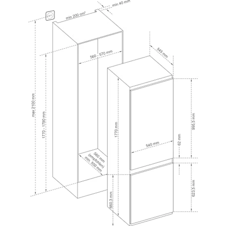 Telefunken Einbau-Kühl-Gefrierkombination | 178cm Nische | 251 Liter | Less Frost, Stilvolles Design und optimale Organisation – Bild 7
