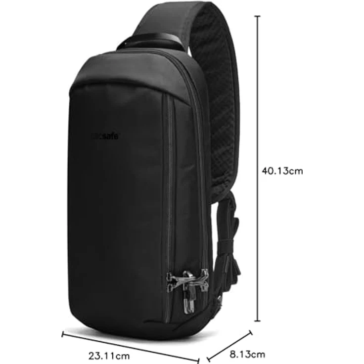 Pacsafe Vibe 325 Umhängetasche, RFID-sicher, 23 cm, 100% Nylon, schwarz – Bild 9