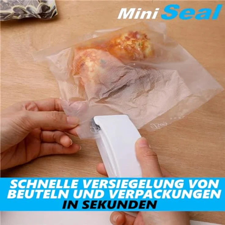 MiniSeal Mini Folienschweißgerät Vakuumierer Vakuumiergerät, Handschweißer Einschweißgerät Portabler Tüten Verschweißer [2er Set] – Bild 2