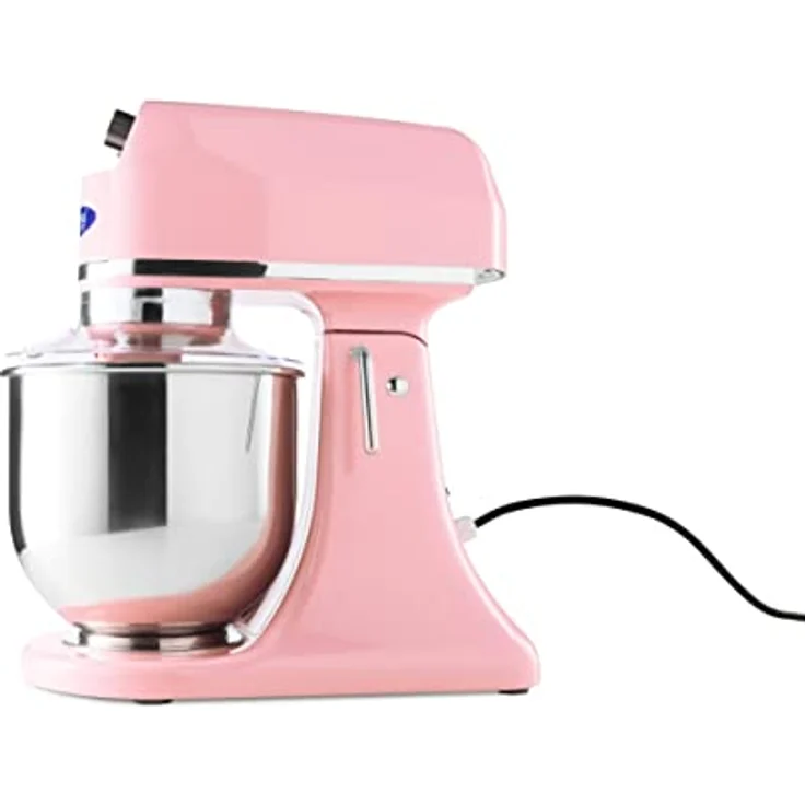 Maxima Planetenmixer 7 l, Küchenmaschine in pastellrosa mit Edelstahl-Rührschüssel, 11 Geschwindigkeiten, ideal für bis zu 2 kg Teig – Bild 3