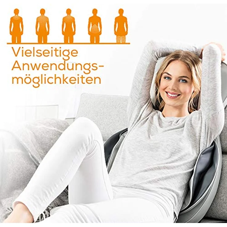 Beurer MG 320 Shiatsu Massagesitzauflage, für Rücken, Nacken und Oberschenkel, zusätzliche Luftkompressionsmassage, Licht- und Wärmefunktion – Bild 3