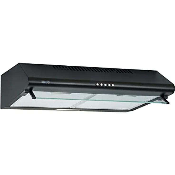 NEG Dunstabzugshaube NEG15-ATRB (schwarz) Edelstahl-Unterbau-Haube (Abluft/Umluft) und LED-Beleuchtung (60cm) Unterschrank- oder Wandanschluss