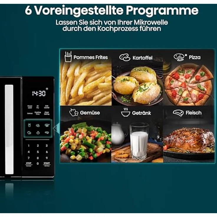 Hisense H23MOBS5HC, Mikrowelle mit Grill und Heißluft, 23 l, 900 W, Schwarz, Touch-Bedienung, 6 Automatikprogramme – Bild 11