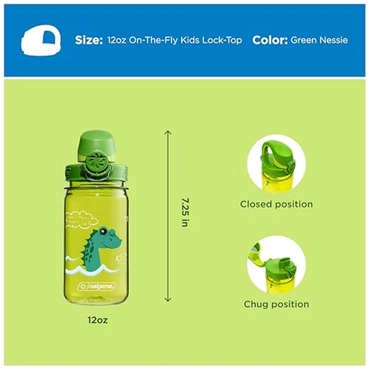 Nalgene Kinderflasche 'OTF Kids Sustain', 0,35 L, BPA-frei, bruchfest, Einhanddruckverschluss, 50% aus recycelten Materialien – Bild 5