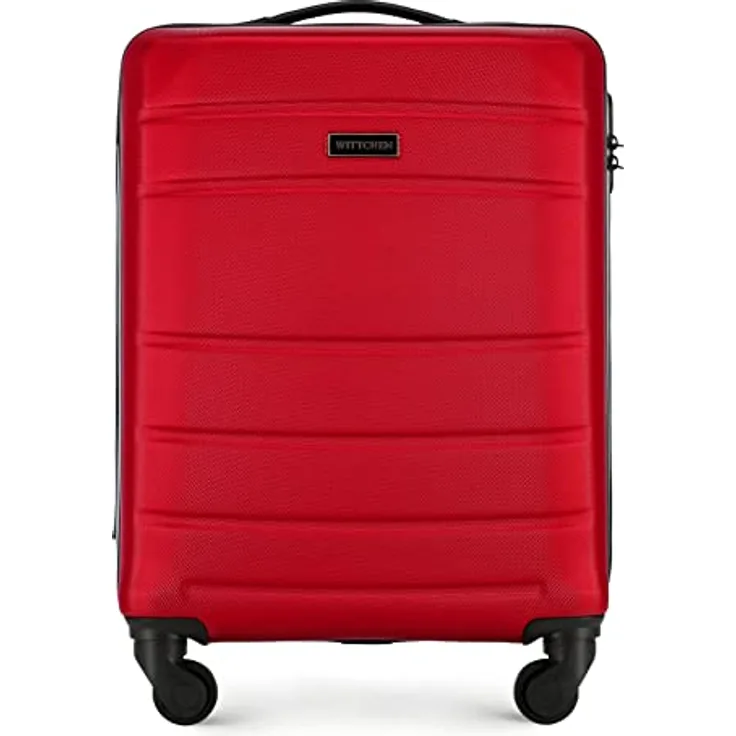 WITTCHEN Handgepäck Trolley Koffer Reisekoffer aus ABS Hartschalen Trolley 4 Rollen Kombinationsschloss Rot 56-3A-651-35