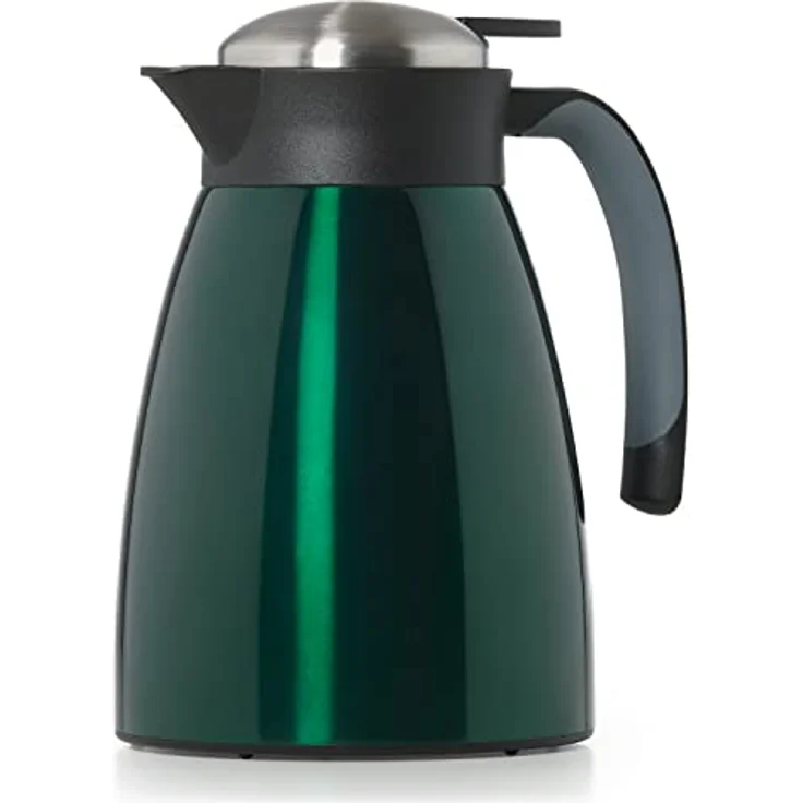 Blumtal Thermoskanne 1l - BPA-freie Teekanne mit Quick Tip Verschluss - auslaufsichere Kaffeekanne Thermo für langanhaltende Isolation - Isolierkanne 1l - Kaffee Thermoskanne in Grün – Bild 1