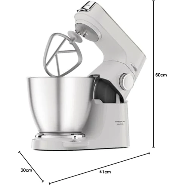 Kenwood KVL65.001WH Titanium Chef Baker XL Küchenmaschine, 1200W, 9 Geschwindigkeiten, 7L Edelstahlschüssel, inkl. EasyWeigh-Waage, weiß, Serie: Titanium Chef Baker XL – Bild 3