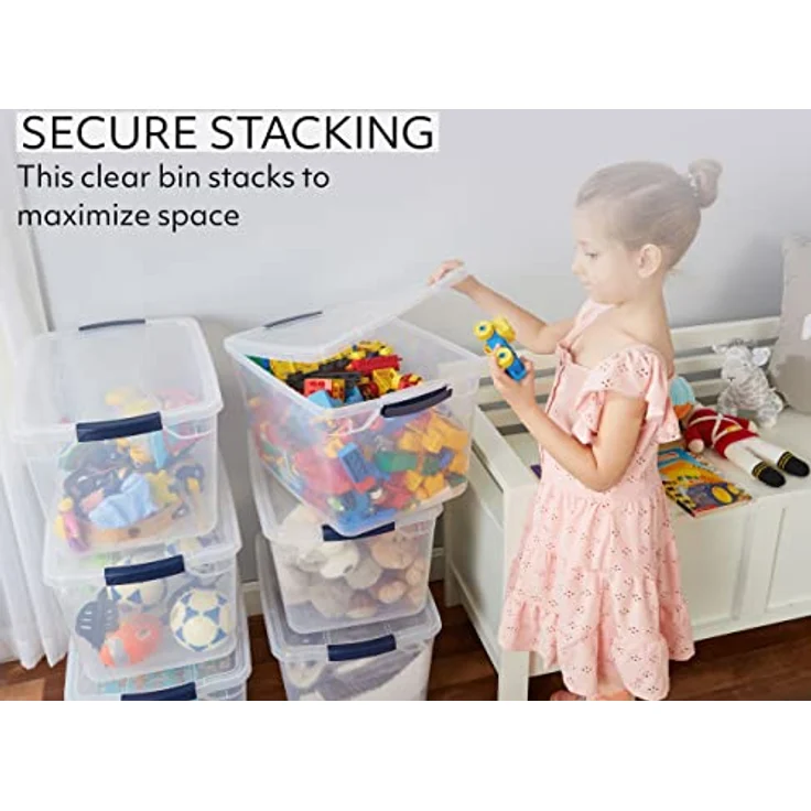 RUBBERMAID Cleverstore Aufbewahrungsbehälter, stapelbar, groß, mit robusten, transparenten Deckeln 30 Quart - 6 Pack farblos – Bild 3
