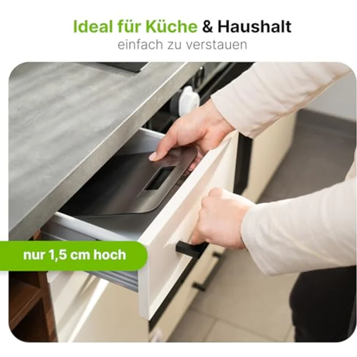 ProfiCook PC-KW 1061 digitale Küchenwaage mit großem LCD-Display, Wiegefläche aus Edelstahl, Tara-Funktion, Abschaltautomatik – Bild 6