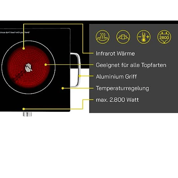 Gutfels Doppel-Kochplatte COOK 4010 | Cerankochfeld 2 Platten 2800 W | Herdplatte 2 Kochfelder aus Glaskeramik | Kochplatten 2er elektrisch inkl. Überhitzungsschutz – Bild 3