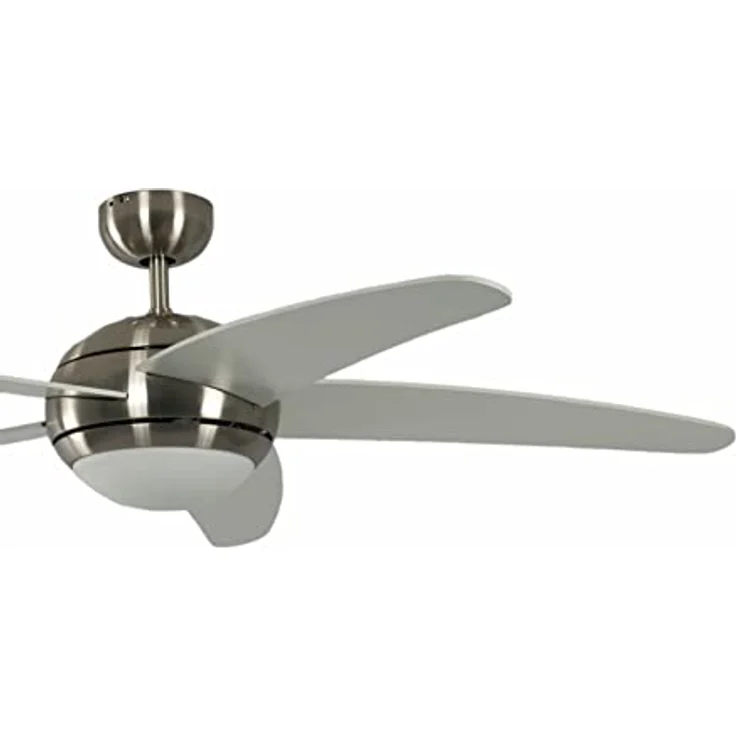 Pepeo Deckenventilator mit Beleuchtung und Fernbedienung Melton, Gehäuse Nickel, Flügelfarbe Weiß, 132 cm, für Räume bis zu 25m² – Bild 3
