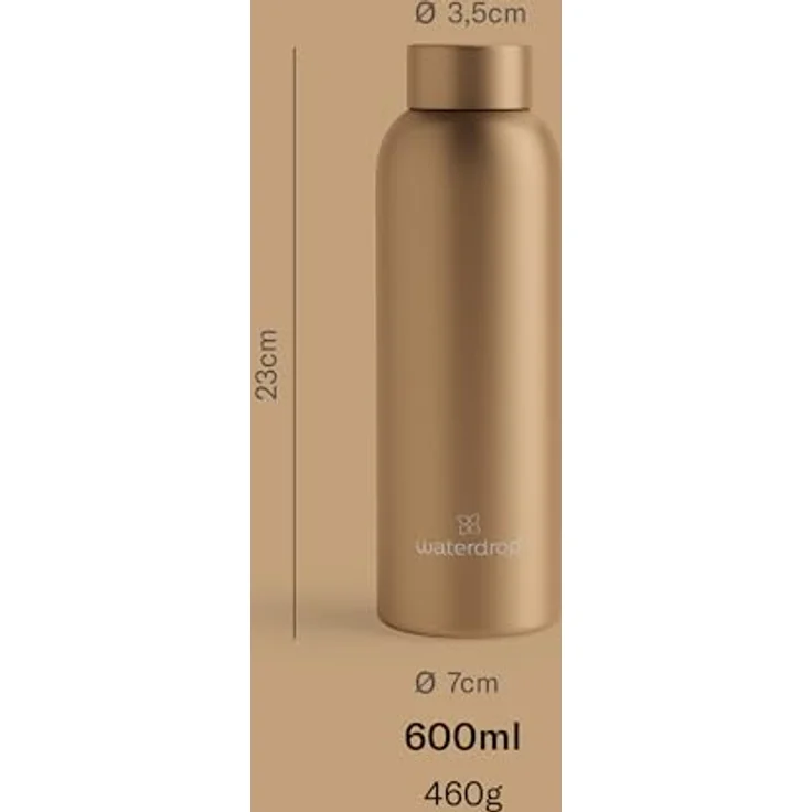 waterdrop MICRODRINK Steel Bottle 600ml isolierte Trinkflasche auslaufsicher | Thermosflasche 24h kalt, 12h heiß | doppelwandige Edelstahl Wasserflasche | bruchsicher | Kohlensäure geeignet – Bild 4