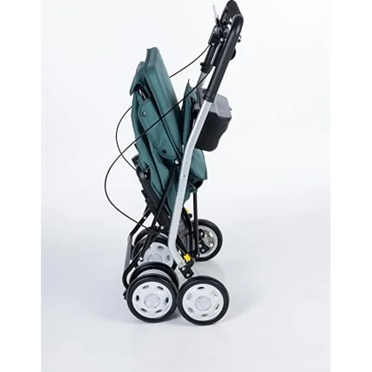CARLETT Supermarkt-Einkaufswagen medizinisch geprüft mit integriertem Sitz und Rückenlehne, 4 Räder und 3 Positionen, 15 kg Kapazität, abnehmbare 29L Tasche - Grün – Bild 5