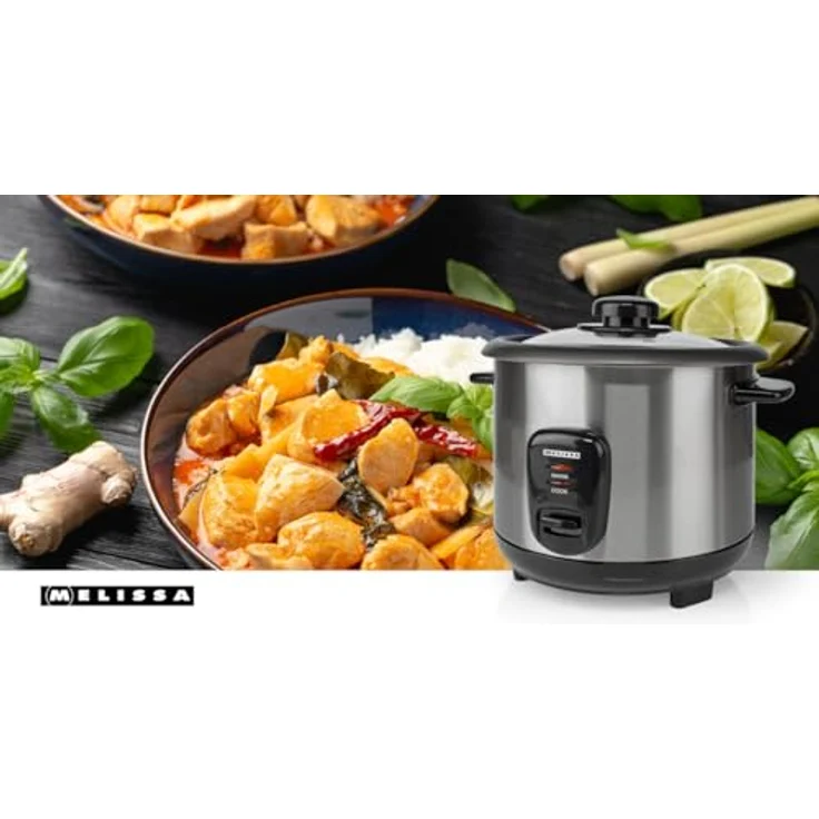 MELISSA Reiskocher RK-1,0L, 1,0 l, 400 W, Antihaftbeschichtung, Dampfkorb, Edelstahlgehäuse, Warmhaltefunktion – Bild 14