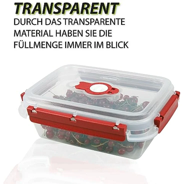 Tontarelli Vorratsdose für Lebensmittel (1500 ml) - Rot - Luftdichter Deckel, Mikrowellengeeignet, Spülmaschinenfest – Bild 7