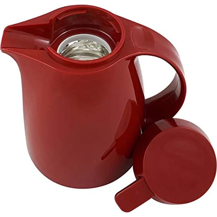 Helios Servitherm Kunststoff-Isolierkanne, hochglanzrotes Design, 0,3 Liter, Einhandbedienung, Qualitätsglas-Einsatz, 5 Jahre Warmhaltegarantie – Bild 5