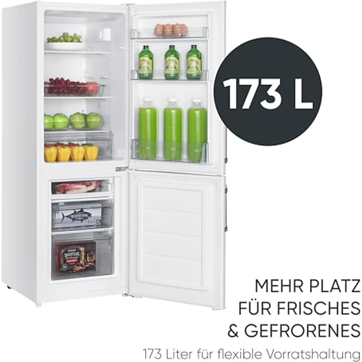 SEVERIN DT 8770 Kühl-Gefrier-Kombination, 121 Liter Kühlinhalt, 52 Liter Gefrierinhalt, Energieeffizienzklasse C, Farbe: weiß – Bild 5