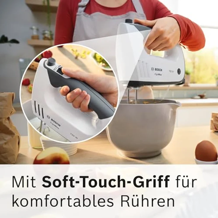 Bosch Hausgeräte Handrührer, ErgoMixx, 750 W, Weiß, grau, MFQ37470, Handmixer, Grau, Weiss – Bild 11