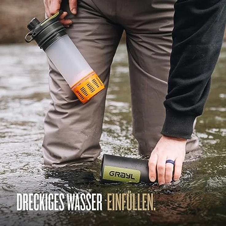 GRAYL GeoPress 710ml Outdoor Wasserfilter Trinkwasser I Eliminiert 99,99% aller Bakterien und Viren I Perfekt für Camping, Survival und Reisen (Black Camo) – Bild 3