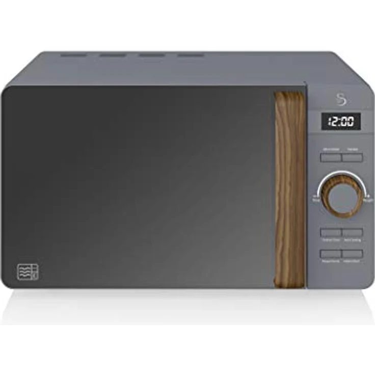 Swan Nordic Frühstücksset, Wasserkocher, 1,7 l, 2200 W, Breitschlitz-Toaster, 2 Scheiben, digitale Mikrowelle 20 l, modernes Design, Holzoptik, grau – Bild 15