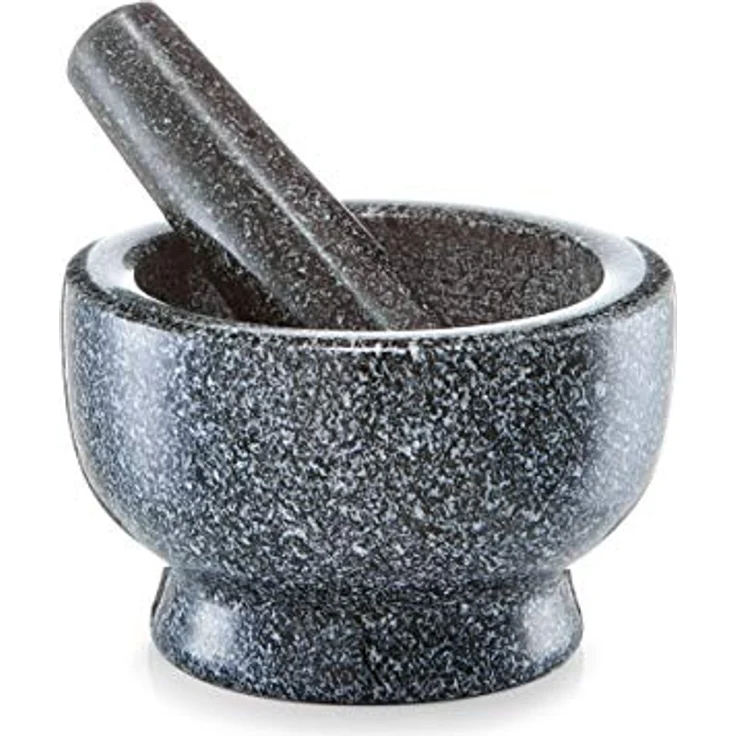 Zeller 24501 Mörser und Stößel-Set, Granit, anthrazit, ca. 13 x 13 x 8 cm – Bild 2