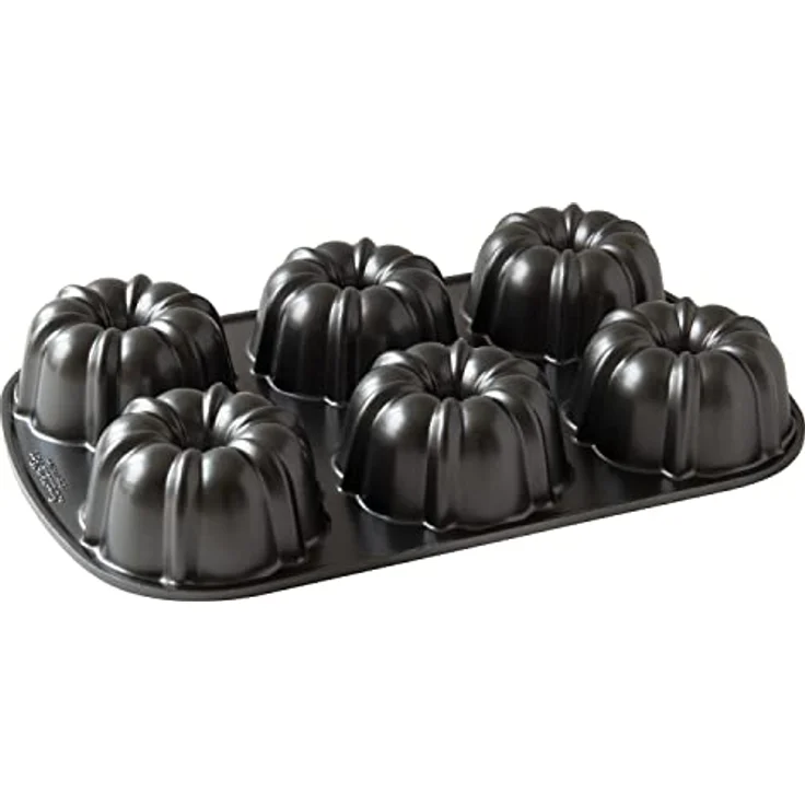 Nordic Ware Original Gugelhupfform Aluguss Mini Gugelhupfform für 6 Kuchen, Kuchenform Farbe: Graphit – Bild 2