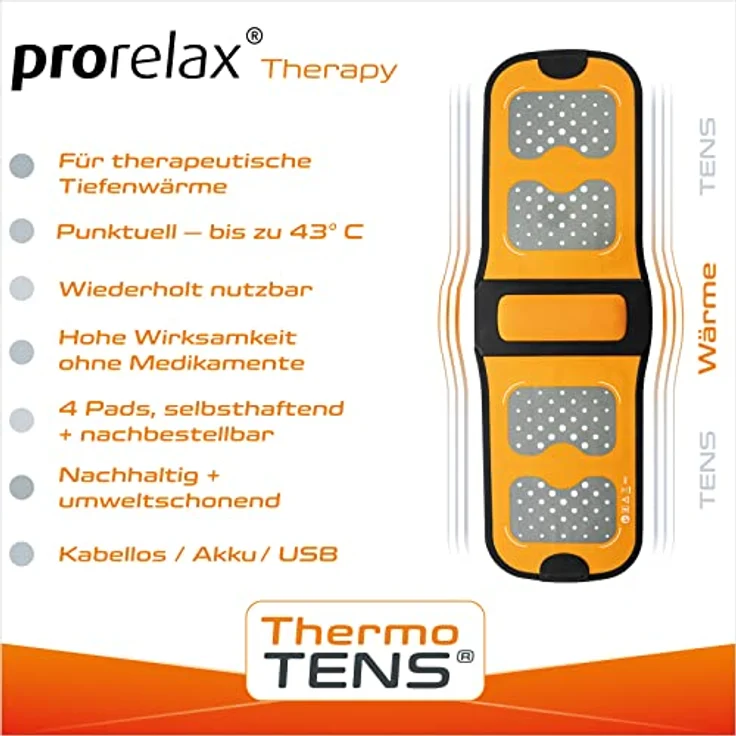 prorelax 15100 ThermoTENS | 3 in 1 Effektive Schmerztherapie | Wärme, TENS und Wärme + TENS | Medizinfreie + nebenwirkungsfreie Therapie und Regeneration | Individuell einstellbar | Wiederverwendbar – Bild 5